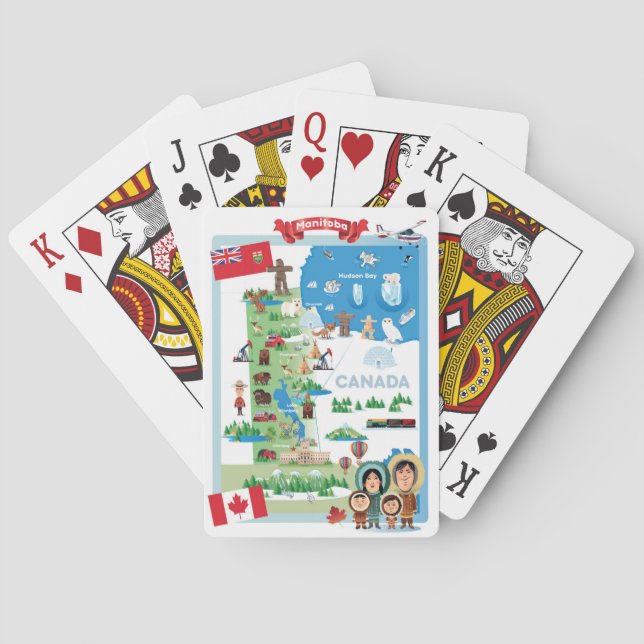 Manitoba Canada Cartoon Poster Playing Cards (Back)