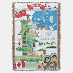 Manitoba Canada Cartoon Poster Throw Blanket