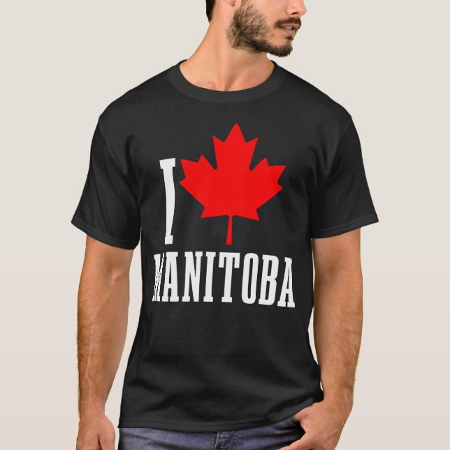 Manitoba Canada Maple Leaf Canadian Flag Pride T-Shirt (Front)