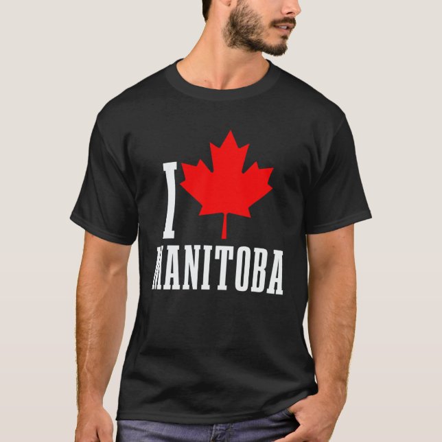 Manitoba Canada Maple Leaf Canadian Flag Pride T-Shirt (Front)