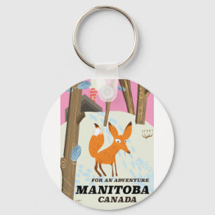 Manitoba Canada vintage style travel poster Key Ring