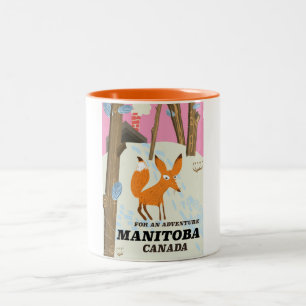 Manitoba Canada vintage style travel poster Two-Tone Coffee Mug