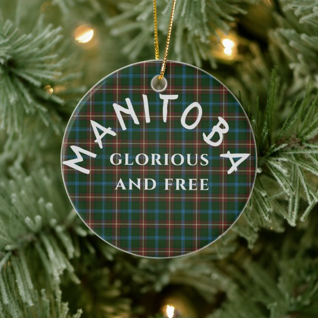 Manitoba Motto and Tartan Ceramic Tree Decoration (Tree)