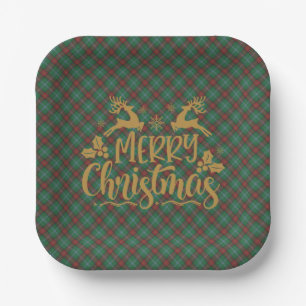 Manitoba Provincial Tartan Christmas Paper Plate