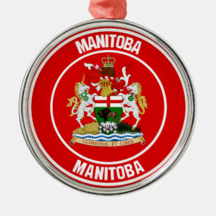 Manitoba Round Emblem Metal Tree Decoration