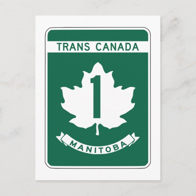 Manitoba, Trans-Canada Highway Sign Postcard (Front)
