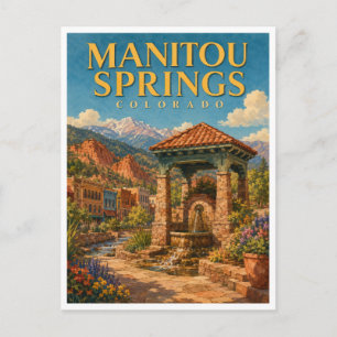 Manitou Springs Colorado Mineral Springs GeoSaga Postcard