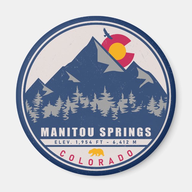 Manitou Springs Colorado Retro Sunset Souvenirs Magnet (Front)