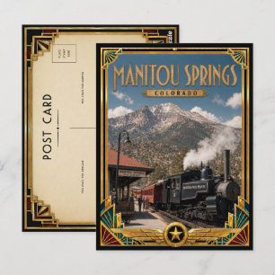 Manitou Springs Colorado Vintage Art Deco Golden Postcard