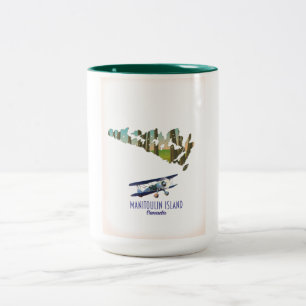 Manitoulin Island Canada map Two-Tone Coffee Mug