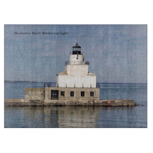 Manitowoc North Breakwater Light cutting board (Front)