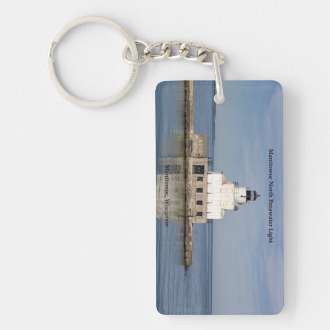 Manitowoc North Breakwater Light rect. key chain (Front)