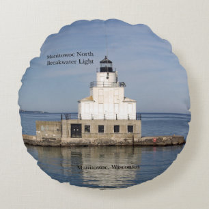 Manitowoc North Breakwater Light round pillow