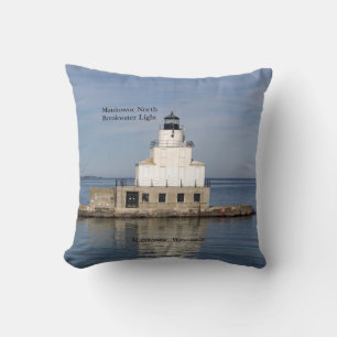Manitowoc North Breakwater Light square pillow