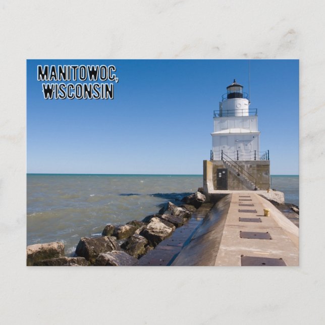 Manitowoc Wisconsin Postcard Lighthouse (Front)