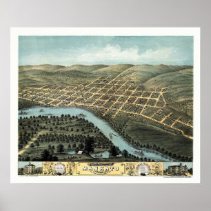 Mankato, MN Panoramic Map - 1870 Poster