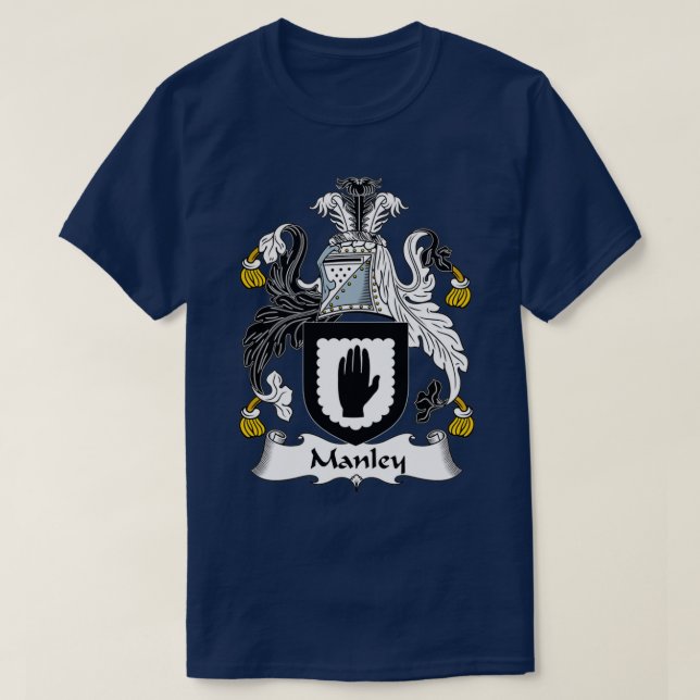 Manley Coat of Arms Family Crest  T-Shirt (Design Front)