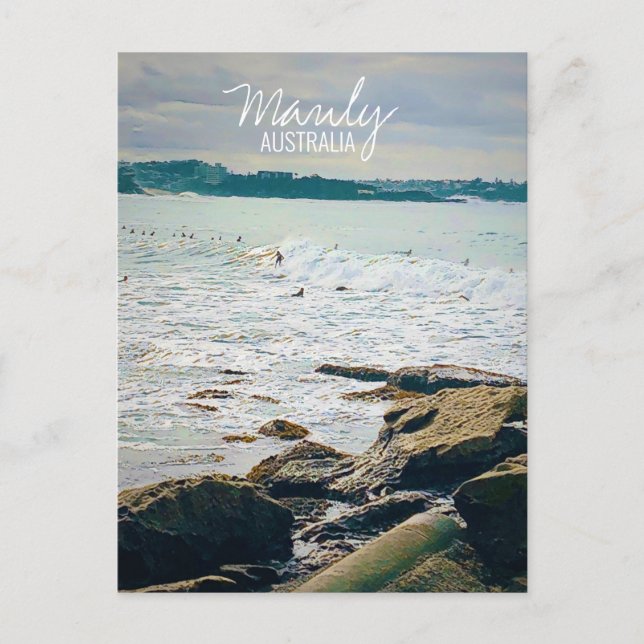 Manly Beach ocean surf Australia travel Postcard (Front)