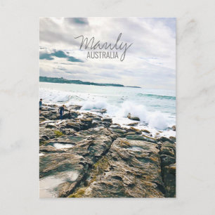 Manly Beach ocean surf Australia travel Postcard