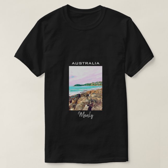 Manly Beach ocean surf Australia travel T-Shirt (Design Front)