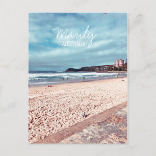 Manly Beach retro Australia travel Postcard