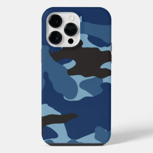 Manly Blue Camo Military Camouflage Pattern Tough iPhone 14 Pro Max Case