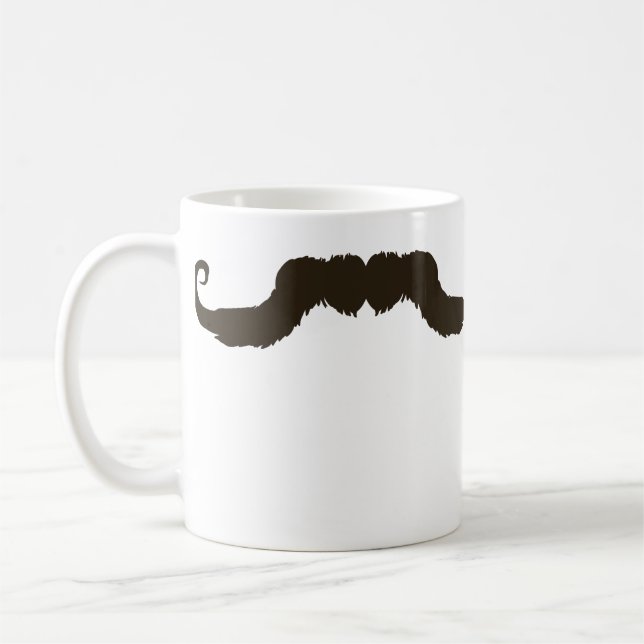 Manly curled moustache coffee mug (Left)