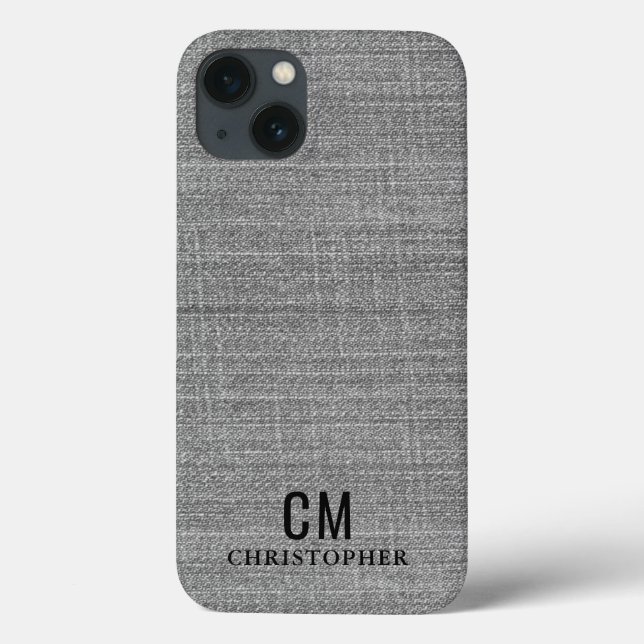 Manly Grey Initial Monogram Simple Minimalist  Case-Mate iPhone Case (Back)