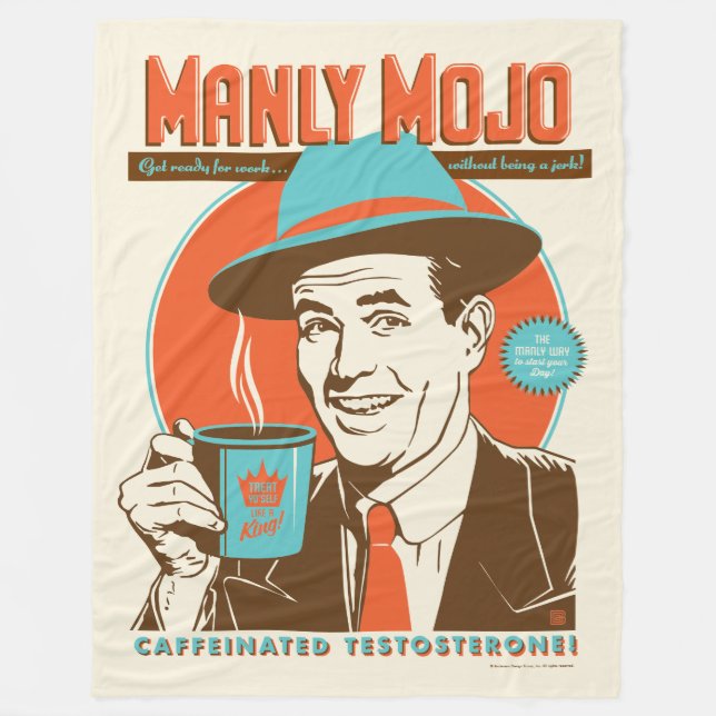 Manly Mojo Coffee Fleece Blanket (Front)