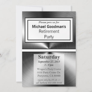 Manly Shiny Metallic Metal Invitation