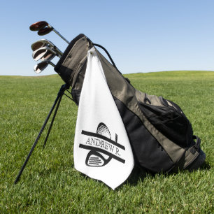 Manly White and Black Elegant Golf Towel