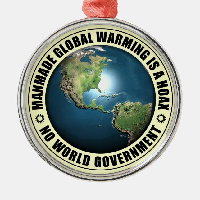 Manmade Global Warming Hoax Metal Tree Decoration (Front)