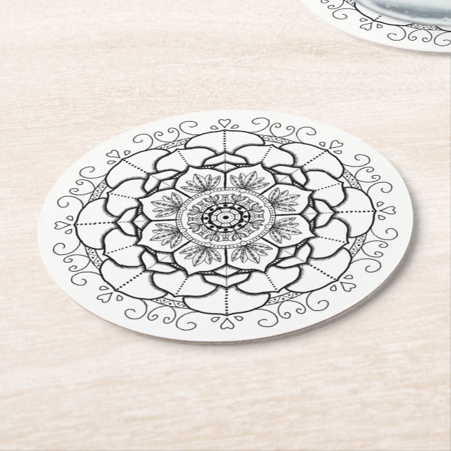 Manna Mandala Round Paper Coaster (Angled)