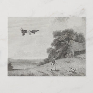 Manned Flying Machine Art Drawing Postcard