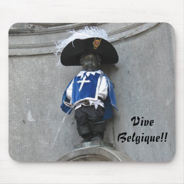 Manneken Pis Mousepad, Caption: Vive Belgique!! Mouse Mat (Front)
