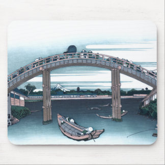 Mannen Bridge, Fukaga Ukiyo-e by Hokusai, Japanese Mouse Mat