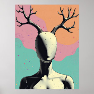 Mannequin Antenna Head – Retro Surrealism Pop Art Poster