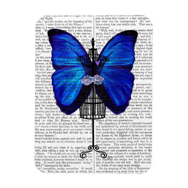 Mannequin Blue Butterfly Magnet (Vertical)