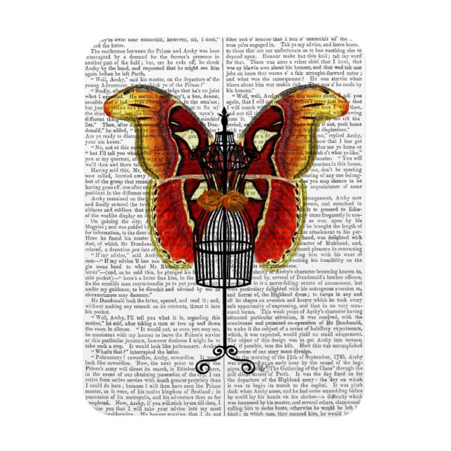 Mannequin Red And Yellow Butterfly Magnet (Vertical)