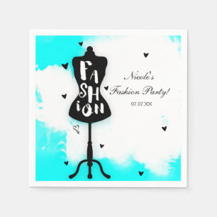 Mannequin Stand FASHION Aqua & White with Hearts Napkin