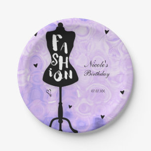 Mannequin Stand Vintage Retro Purple FASHION Party Paper Plate