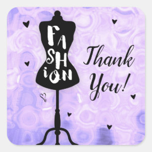 Mannequin Vintage Retro Purple FASHION Party Favou Square Sticker