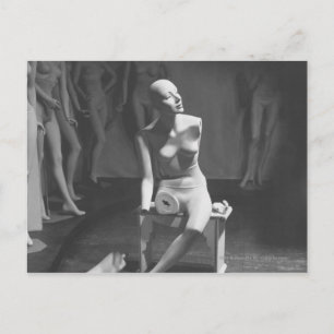 Mannequin with leg and arm removed postcard