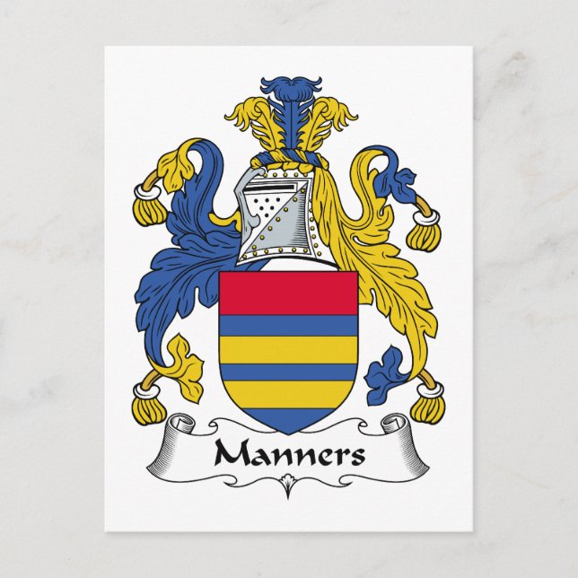 Manners Family Crest Postcard (Front)