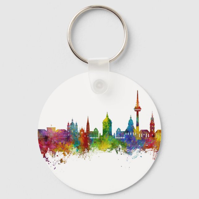 Mannheim Germany Skyline Key Ring (Front)