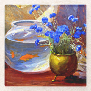 Mannheim - Goldfish Bowl and Flowers Glass Coaster