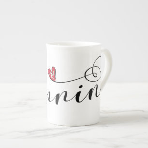 Mannin, Isle of Man Flag Heart, Manx Bone China Mug