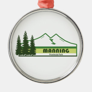 Manning Provincial Park Green Stripes Metal Tree Decoration