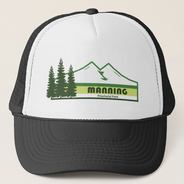 Manning Provincial Park Green Stripes Trucker Hat (Front)
