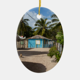 Mano Juan village in Saona Domenican Republic Ceramic Tree Decoration
